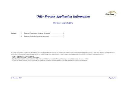 Offer Process Application Information (Excludes Accepted offers) Contents  1