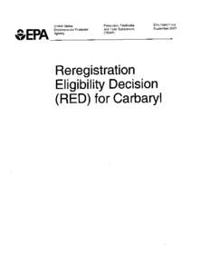 US EPA - Pesticides - Reregistration Eligibility Decision (RED) for Carbaryl