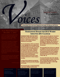 V  oices Catt Prize Proposals Due Dec. 1, 2011