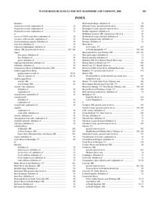 WATER RESOURCES DATA FOR NEW HAMPSHIRE AND VERMONT, [removed]INDEX Numerics