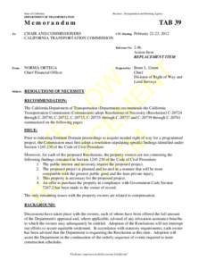 State of California DEPARTMENT OF TRANSPORTATION Business, Transportation and Housing Agency  TAB 39