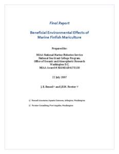     Final Report    Beneficial Environmental Effects of  