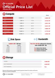 Official Price List February 2016 Compute  Hourly