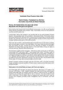 PRESS RELEASE Monday 23 October 2006