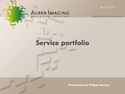 Service portfolio Presentation by Philippe Serruys