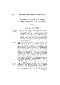 HUNTER DISTRICT WATER SUPPLY (CHICHESTER DAM) ACT.