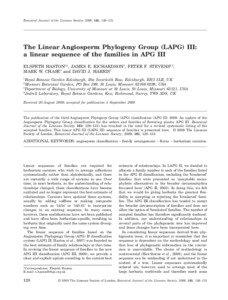 Botanical Journal of the Linnean Society, 2009, 161, 128–131.  The Linear Angiosperm Phylogeny Group (LAPG) III: