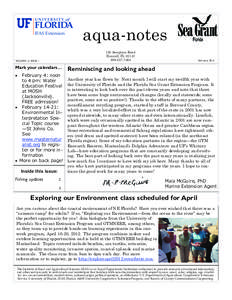 aqua-notes 150 Sawgrass Road Bunnell, FL[removed]7464  VOLUME 12, ISSUE 1