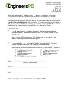 National Secondary Professional Liability Insurance Program