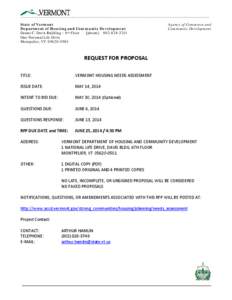 _______________________________________________________________________ State of Vermont Department of Housing and Community Development Deane C. Davis Building – 6th Floor [phone[removed]One National Life Drive