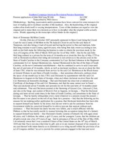 Southern Campaign American Revolution Pension Statements Pension application of John McClung W1446 Nancy fn115SC Transcribed by Will Graves[removed]