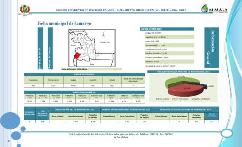 DOSSIER ESTADISTICO DE INVERSIÓN EN AGUA, SANEAMIENTO, RIEGO Y CUENCAS - BOLIVIAEstado Plurinacional de Bolivia A  Ficha municipal de Camargo