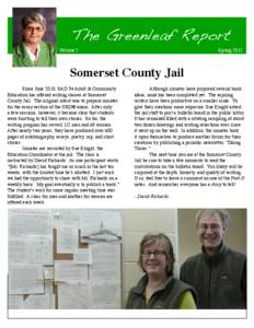 The Greenleaf Report Volume 2 Spring[removed]Somerset County Jail