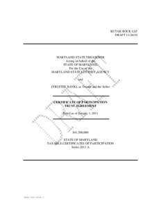 KUTAK ROCK LLP DRAFT[removed]MARYLAND STATE TREASURER Acting on behalf of the STATE OF MARYLAND,