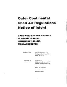 Outer Continental Shelf Air Regulations Notice of Intent, [removed], Cape Wind Energy Project