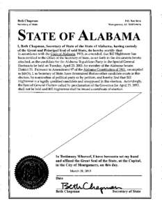 Beth Chapman  P.O. Box 5616 Montgomery, AL[removed]Secretary of State