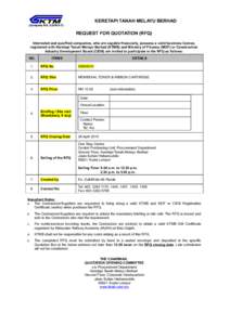 KTMB / Request for quotation / Keretapi Tanah Melayu / Procurement / Rail transport in Malaysia