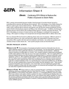 Information Sheet 4 - Dioxin: Continuing EPA Efforts to Reduce the Public’s Exposure to Dioxin Risks - October 29, 2003