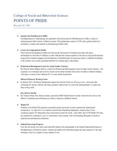 College of Social and Behavioral Sciences  POINTS OF PRIDE Revised[removed]x