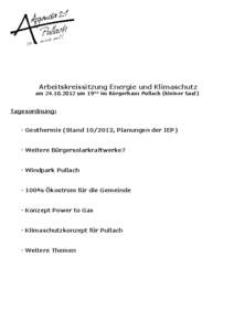 Arbeitskreissitzung Energie und Klimaschutz  am[removed]um 19°° im Bürgerhaus Pullach (kleiner Saal)