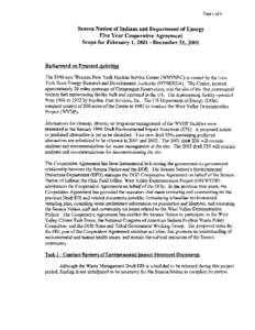 Paget of4  Seneca Nation of Indians and Department of Energy Five Year Cooperative Agreement Scope for February 1,2001- December 31,200l