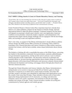 THE WHITE HOUSE Office of Science and Technology Policy For Immediate Release December 3, 2014