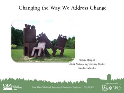 Changing the Way We Address Change  Richard Straight USDA National Agroforestry Center Lincoln, Nebraska