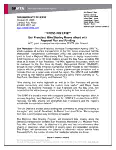 Microsoft Word - Press-Release--San Francisco Bike Sharing Moves Ahead with Regional Plan and Funding[removed]docm