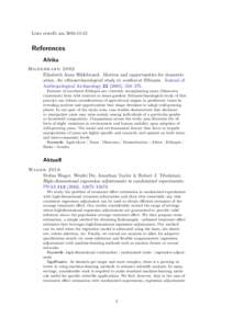 Liste erstellt amReferences Afrika Hildebrand 2003 Elisabeth Anne Hildebrand, Motives and opportunities for domestication, An ethnoarchaeological study in southwest Ethiopia. Journal of