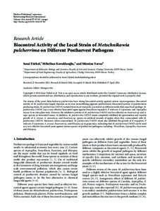 Biocontrol Activity of the Local Strain of Metschnikowia pulcherrima on Different Postharvest Pathogens