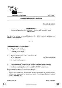 [removed]PARLEMENT EUROPÉEN Commission des transports et du tourisme  TRAN_PV[removed]