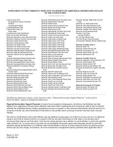 SUPPLEMENT TO THE CURRENTLY EFFECTIVE STATEMENTS OF ADDITIONAL INFORMATION OF EACH OF THE LISTED FUNDS: Cash Account Trust Government & Agency Securities Portfolio