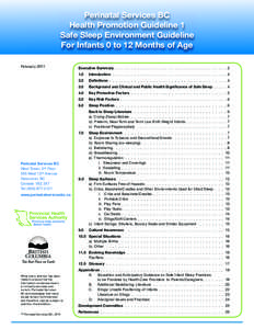 Perinatal Services BC Health Promotion Guideline 1 Safe Sleep Environment Guideline For Infants 0 to 12 Months of Age February 2011