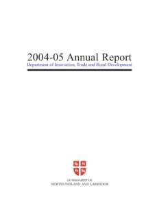 [removed]Annual Report Department of Innovation, Trade and Rural Development GOVERNMENT OF  NEWFOUNDLAND AND LABRADOR