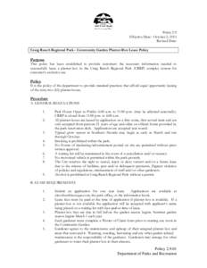 Policy 2.9 Effective Date: October 2, 2013 Revised Date: Craig Ranch Regional Park - Community Garden Planter-Box Lease Policy  Purpose