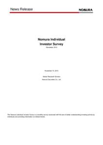 News Release  Nomura Individual Investor Survey November 2013