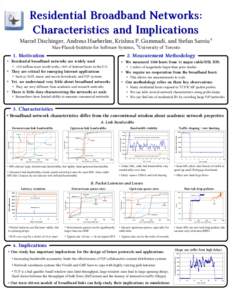 Residential Broadband Networks: Characteristics and Implications Marcel Dischinger, Andreas Haeberlen, Krishna P. Gummadi, and Stefan Saroiu† Max-Planck-Institute for Software Systems, †University of Toronto  1. Moti