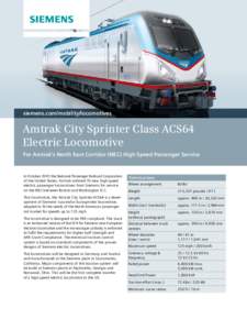 siemens.com/mobility/locomotives  Amtrak City Sprinter Class ACS64