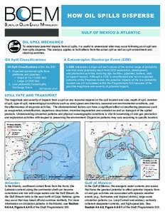 HOW OIL SPILLS DISPERSE GULF OF MEXICO & ATLANTIC OIL SPILL MECHANICS To understand potential impacts from oil spills, it is useful to understand what may occur following an oil spill and how spills disperse. This analys