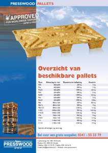 PRESSWOOD PALLETS  Overzicht van beschikbare pallets Type F44