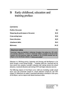 Part B: Early childhood, education and training preface - Report on Government Services 2010