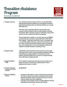 Transition Assistance Program Summary Guidelines 1. Program Overview