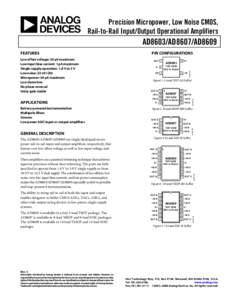 AD8603/AD8607/AD8609 Precision Micropower, Low Noise CMOS, Rail-to-Rail Input/Output Operational Amplifiers Data Sheet (Rev. C)