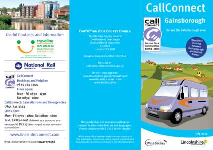 CallConnect Gainsborough Useful Contacts and Information