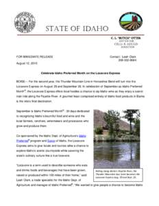 Microsoft Word - Celebrate Idaho Preferred Month on the Locavore Express.doc