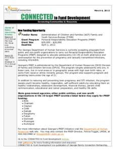 March 6, 2012  CONNECTED to Fund Development Connecting Communities to Resources Items of Note/