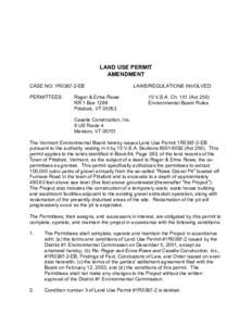 LAND USE PERMIT AMENDMENT CASE NO: 1R0387-2-EB PERMITTEES:  Roger & Erma Rowe