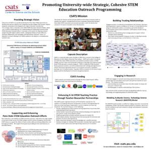 Promoting University-wide Strategic, Cohesive STEM Education Outreach Programming CSATS Mission Providing Strategic Vision A key focus of CSATS is to provide leadership for Penn State STEM researchers to develop and exec