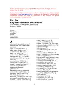 English-Semitish Dictionary Copyright 2008 © Nizar Habash. All Rights Reserved VersionReproduction of this document requires Author’s written permission. Please Contact Nizar Habash (www.NizarHabash.com)