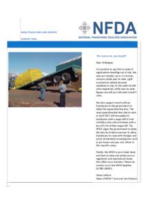 NFDA TRUCK AND VAN UPDATE AUGUST 2016 ‘We represent, you benefit’ Dear Colleague, It is positive to see that in spite of